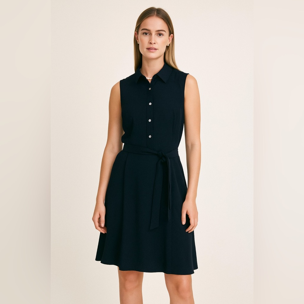 J. McLaughlin Women’s Sleeveless Collared Belted Black Dress size 10